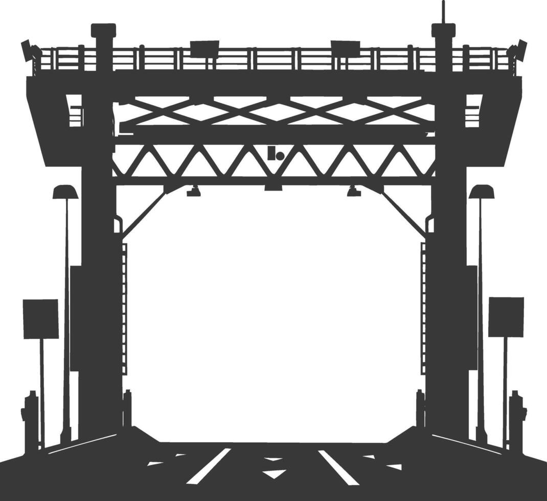 Silhouette toll road gate black color only vector