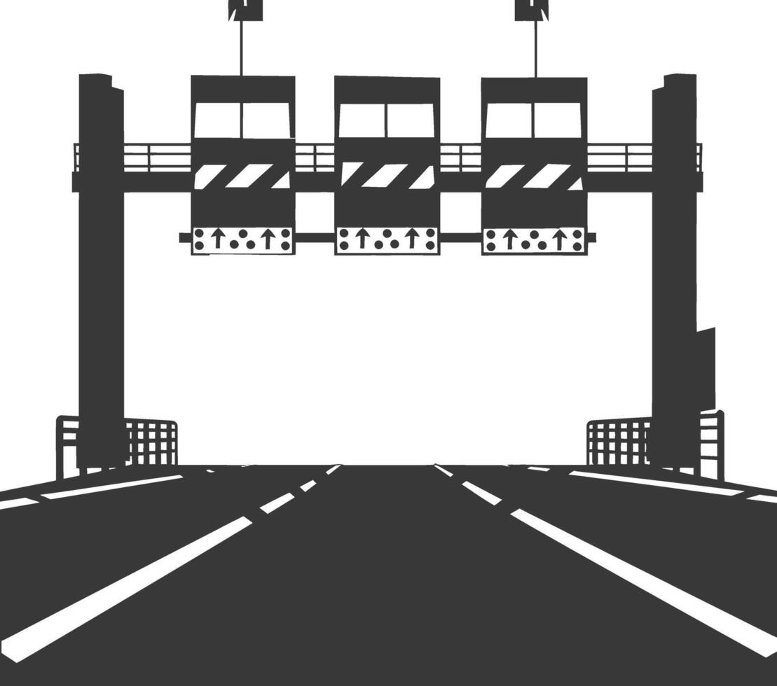 Silhouette toll road gate black color only vector