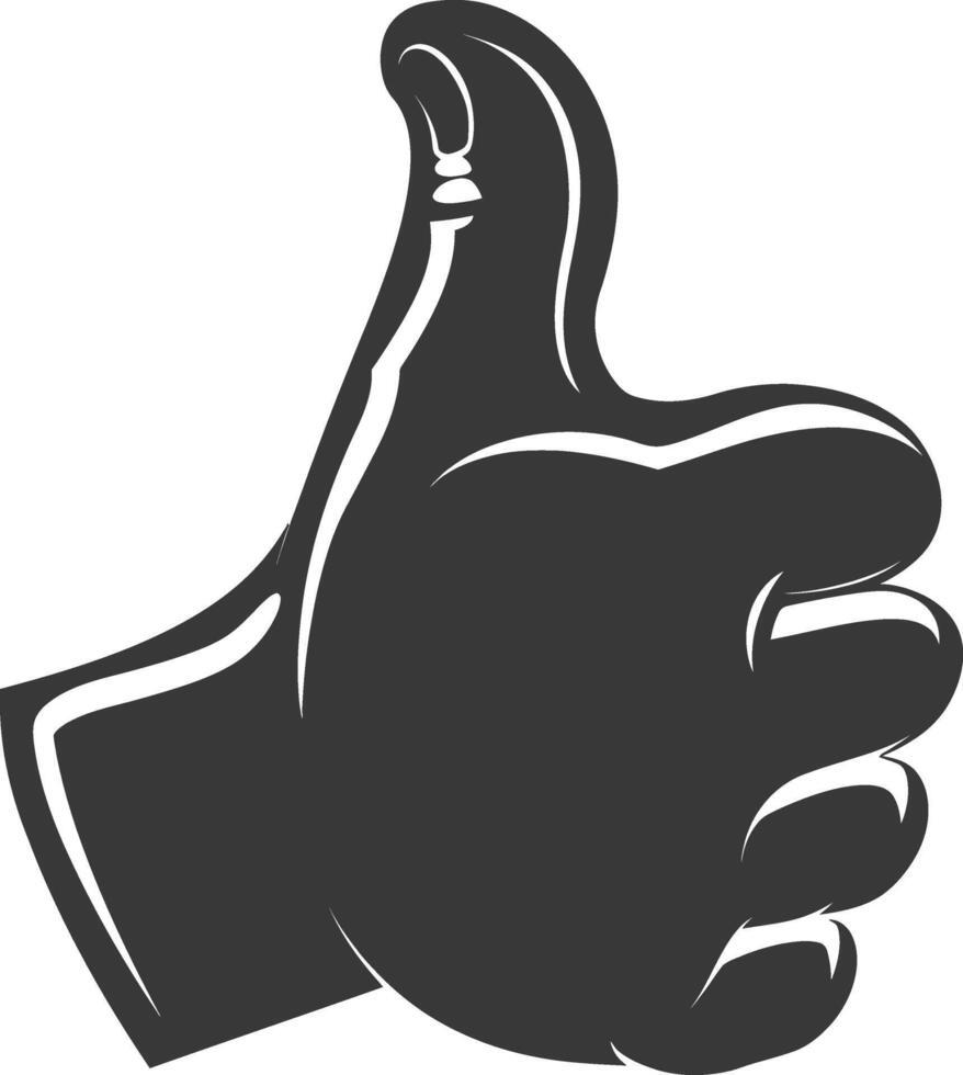 Silhouette thumb up like or agree logo symbol black color only vector