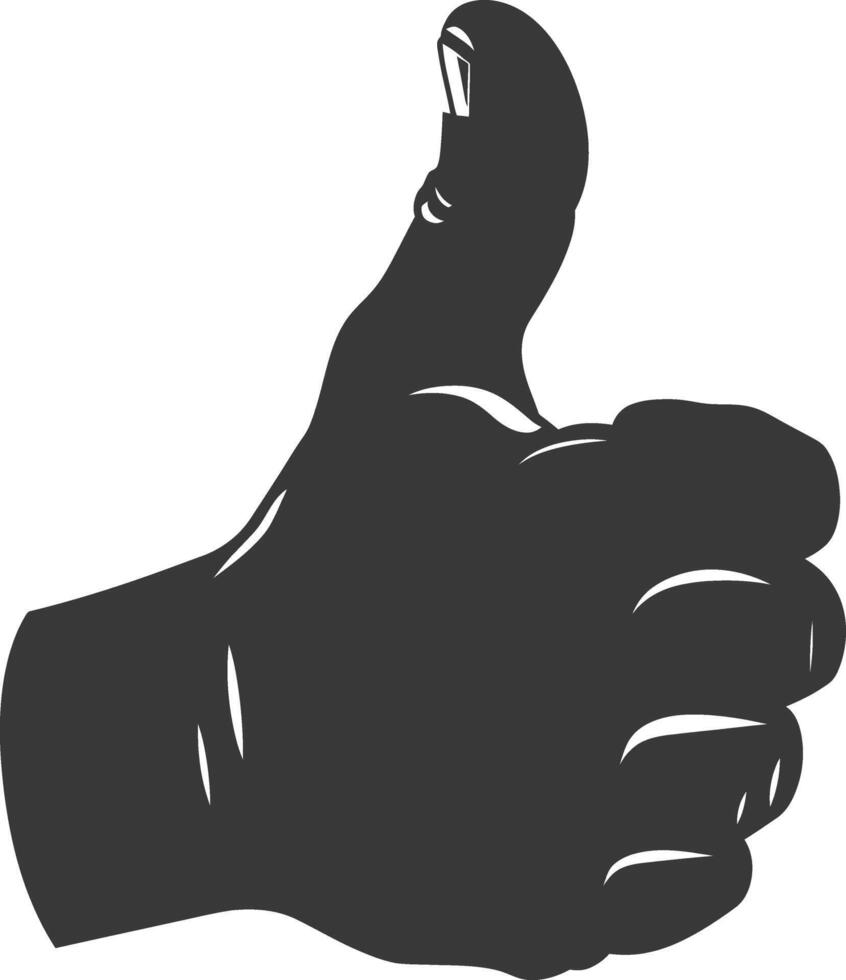 Silhouette thumb up like or agree logo symbol black color only vector