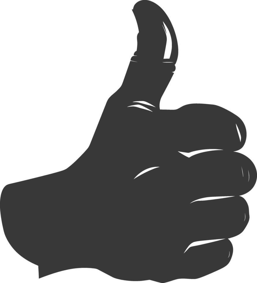 Silhouette thumb up like or agree logo symbol black color only vector