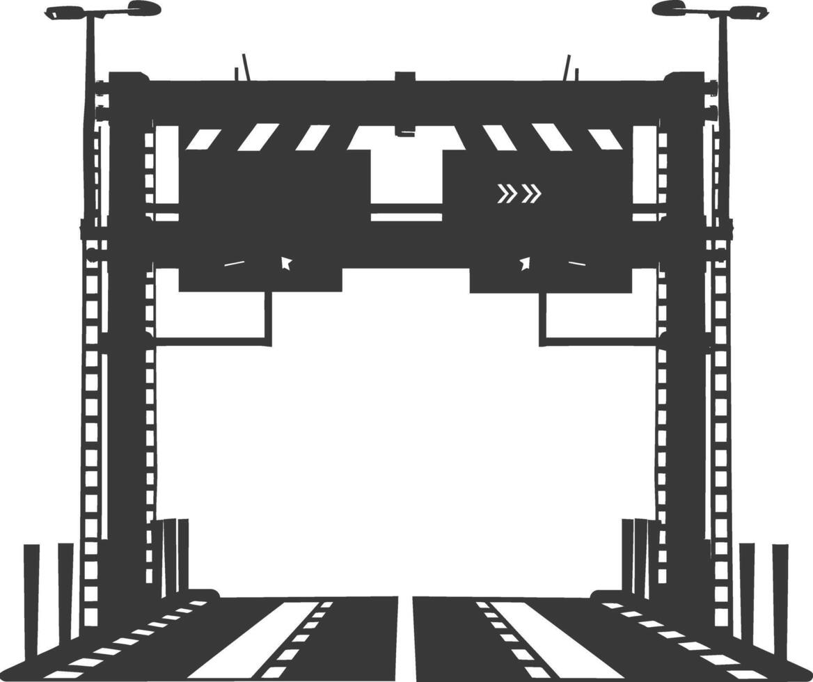 Silhouette toll road gate black color only vector