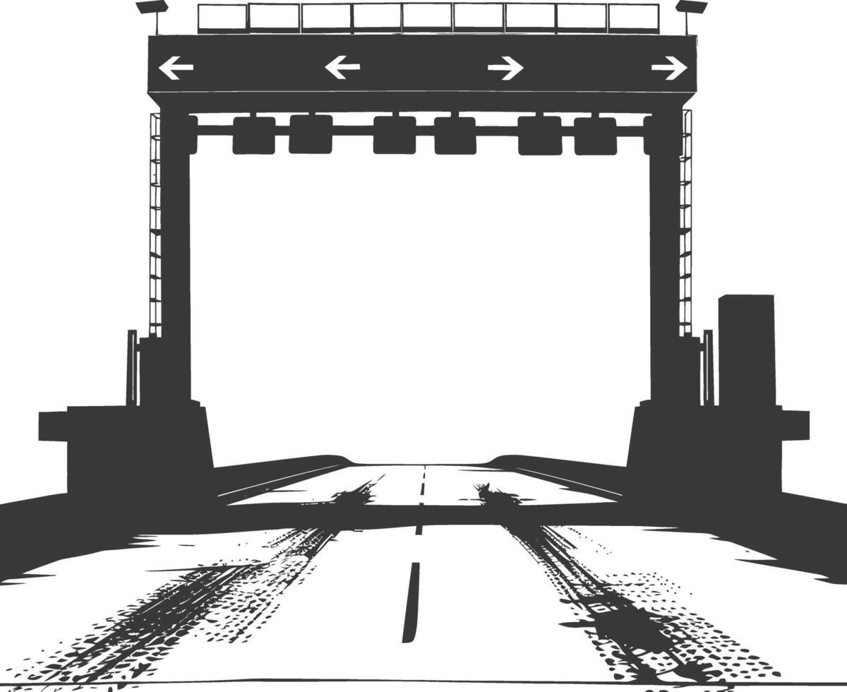 Silhouette toll road gate black color only vector