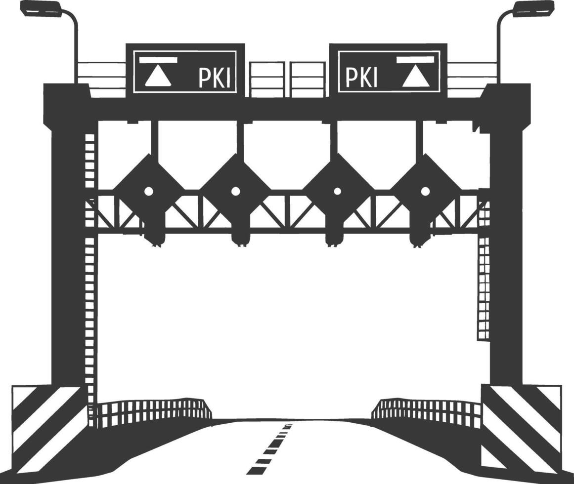 Silhouette toll road gate black color only vector