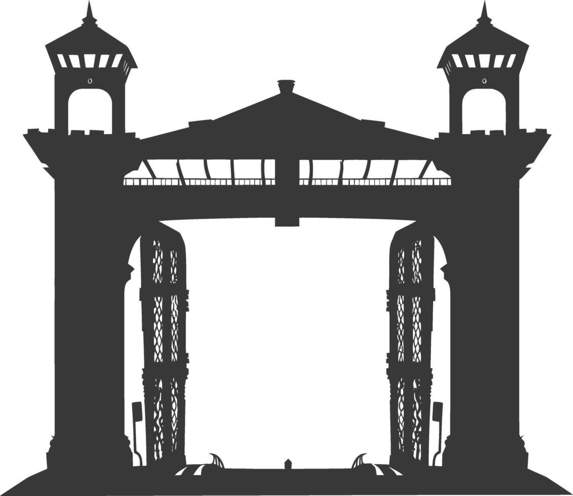Silhouette toll road gate black color only vector
