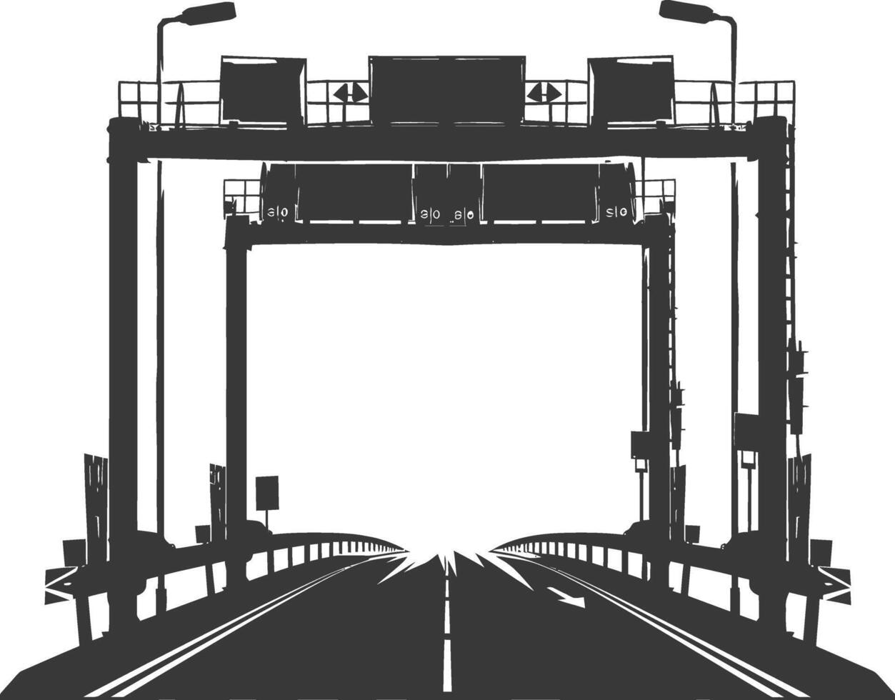 Silhouette toll road gate black color only vector