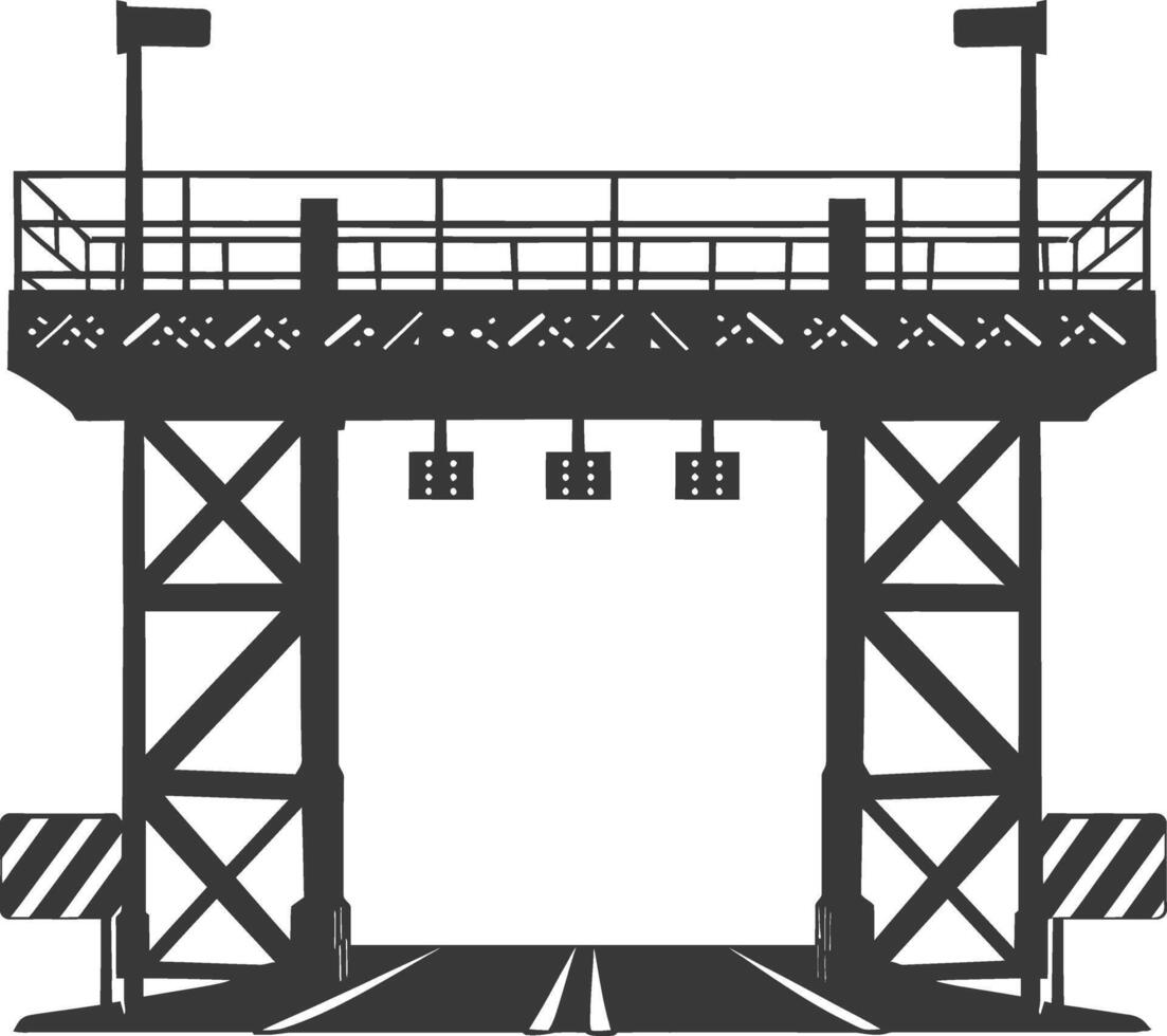 Silhouette toll road gate black color only vector