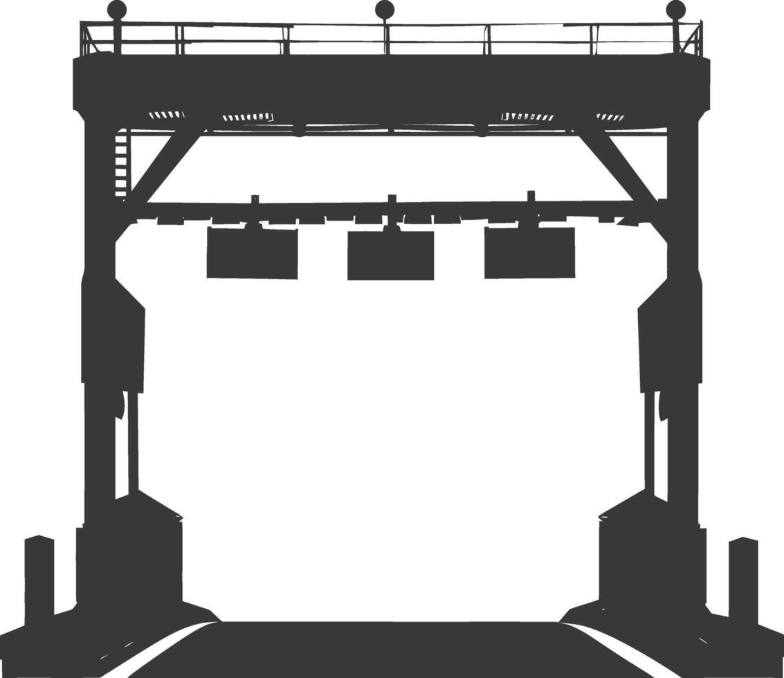 Silhouette toll road gate black color only vector