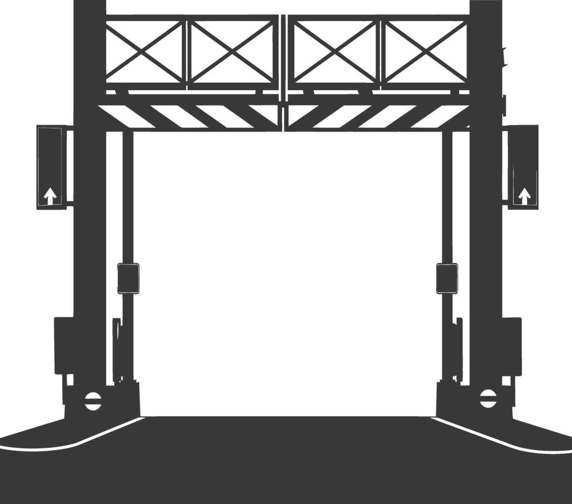 Silhouette toll road gate black color only vector