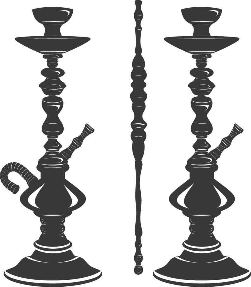 Silhouette Desarj Turkish Hookahs Traditional Shisha black color only vector