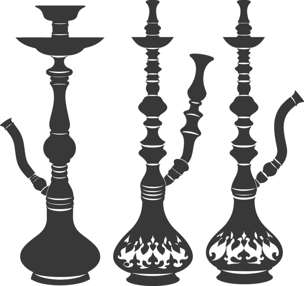Silhouette Desarj Turkish Hookahs Traditional Shisha black color only vector