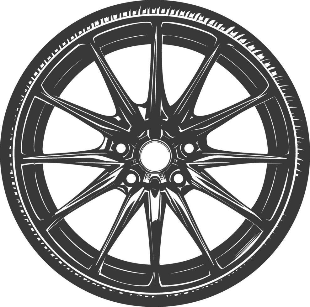 Silhouette velg rim tire for car black color only vector