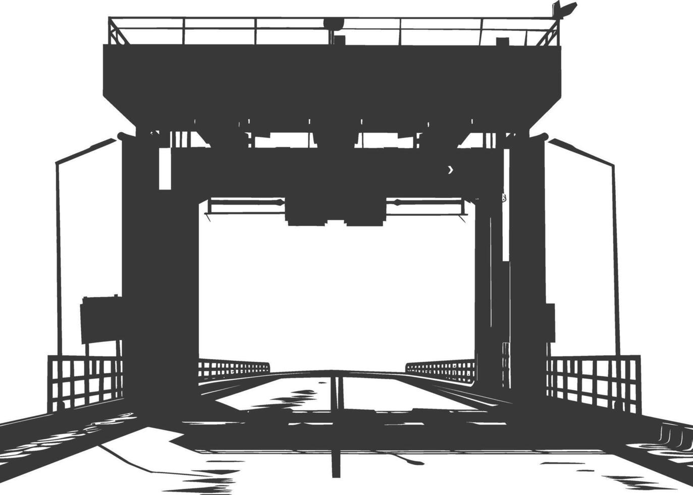 Silhouette toll road gate black color only vector