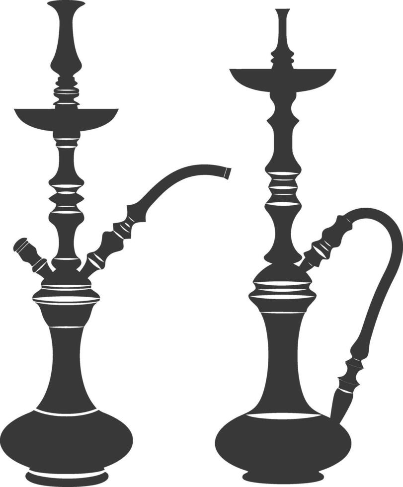 Silhouette Desarj Turkish Hookahs Traditional Shisha black color only vector