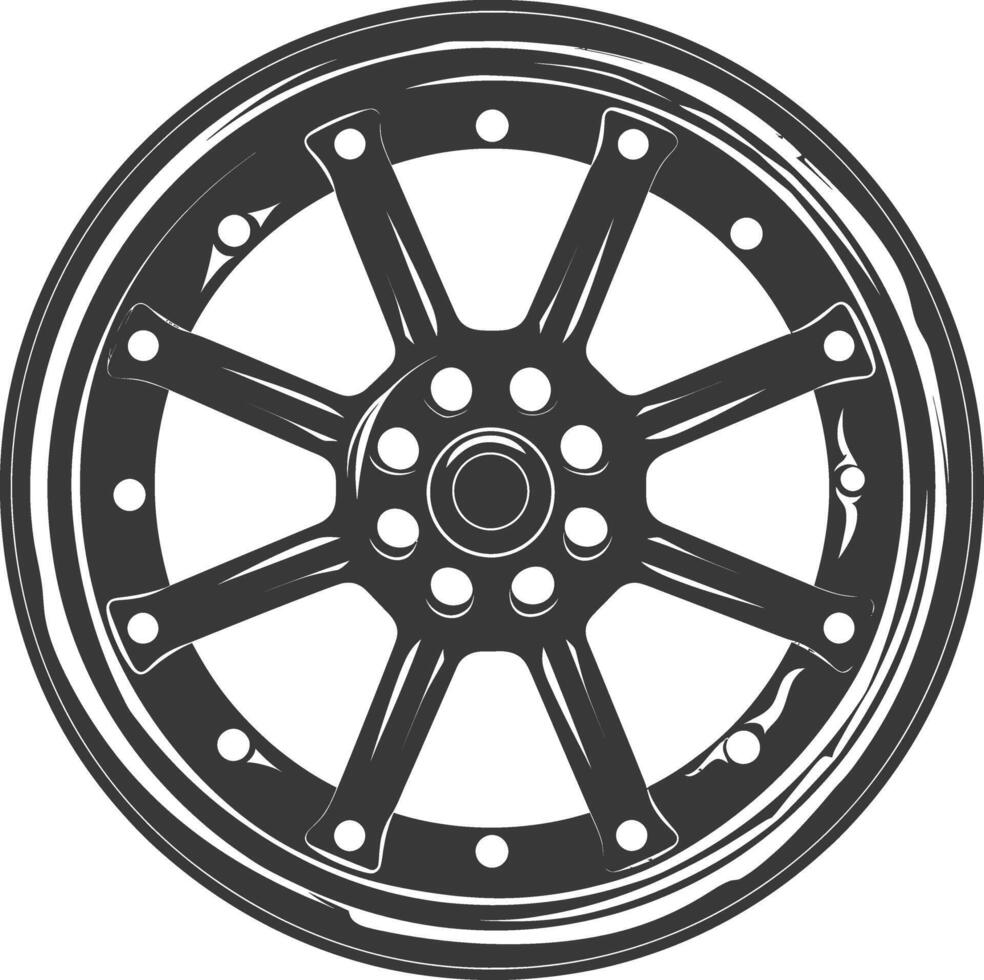 silueta velg borde neumático para coche negro color solamente vector