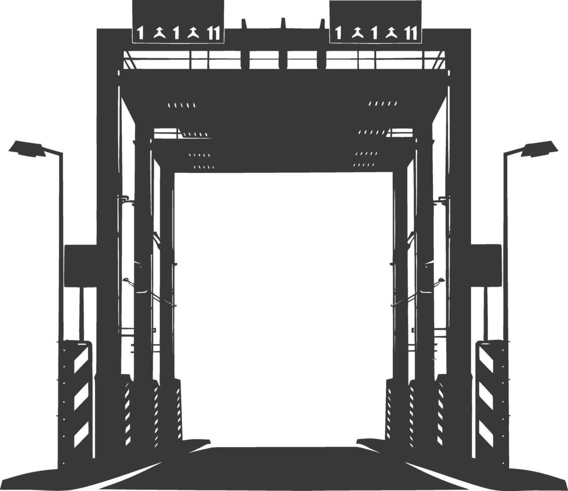 Silhouette toll road gate black color only vector