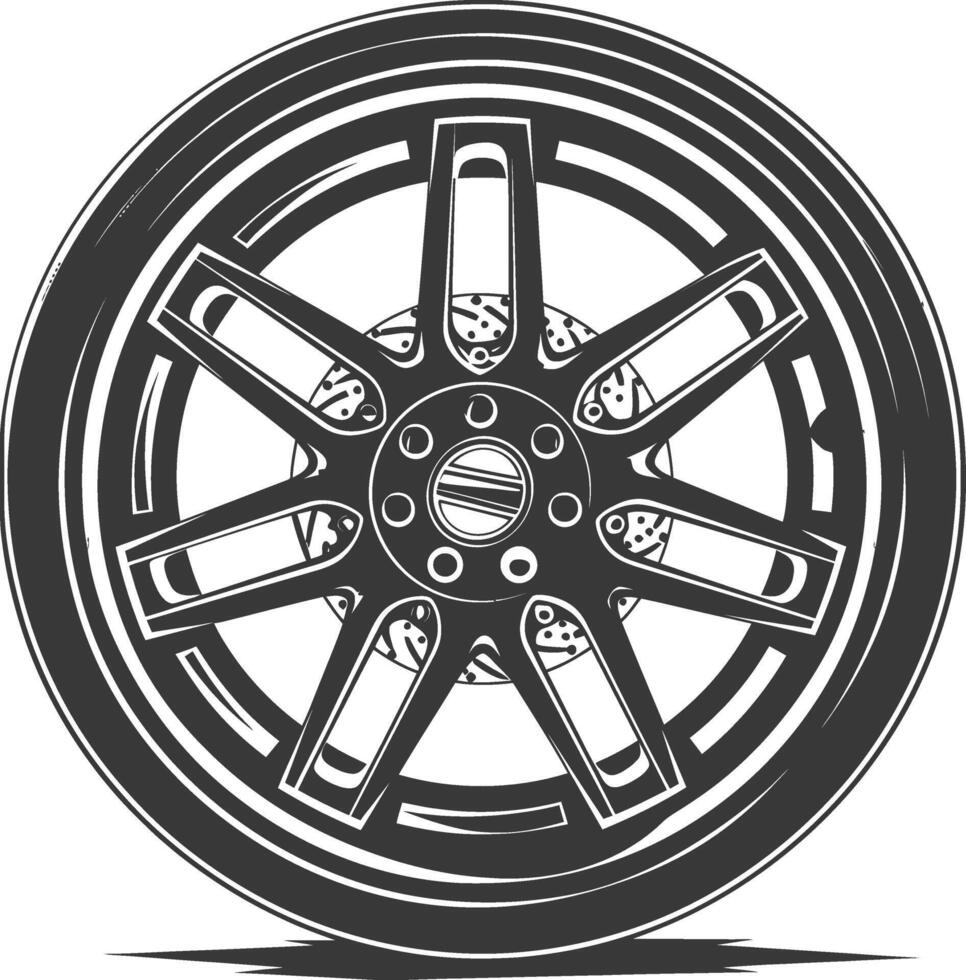 Silhouette velg rim tire for car black color only vector