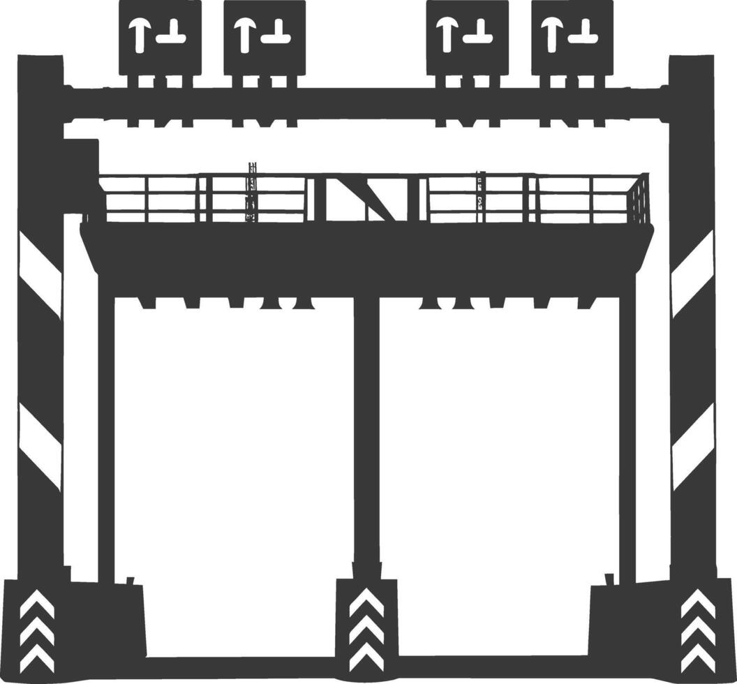 Silhouette toll road gate black color only vector