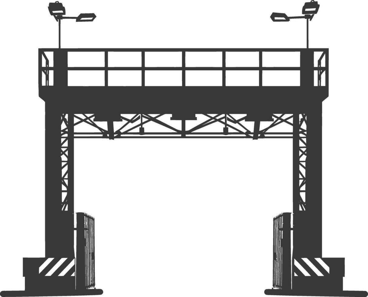 Silhouette toll road gate black color only vector