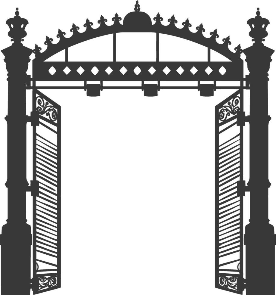 Silhouette toll road gate black color only vector