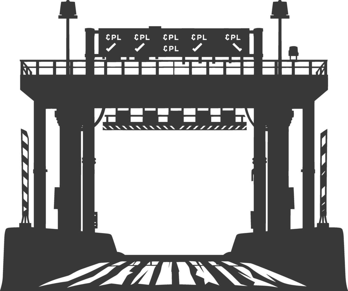 Silhouette toll road gate black color only vector