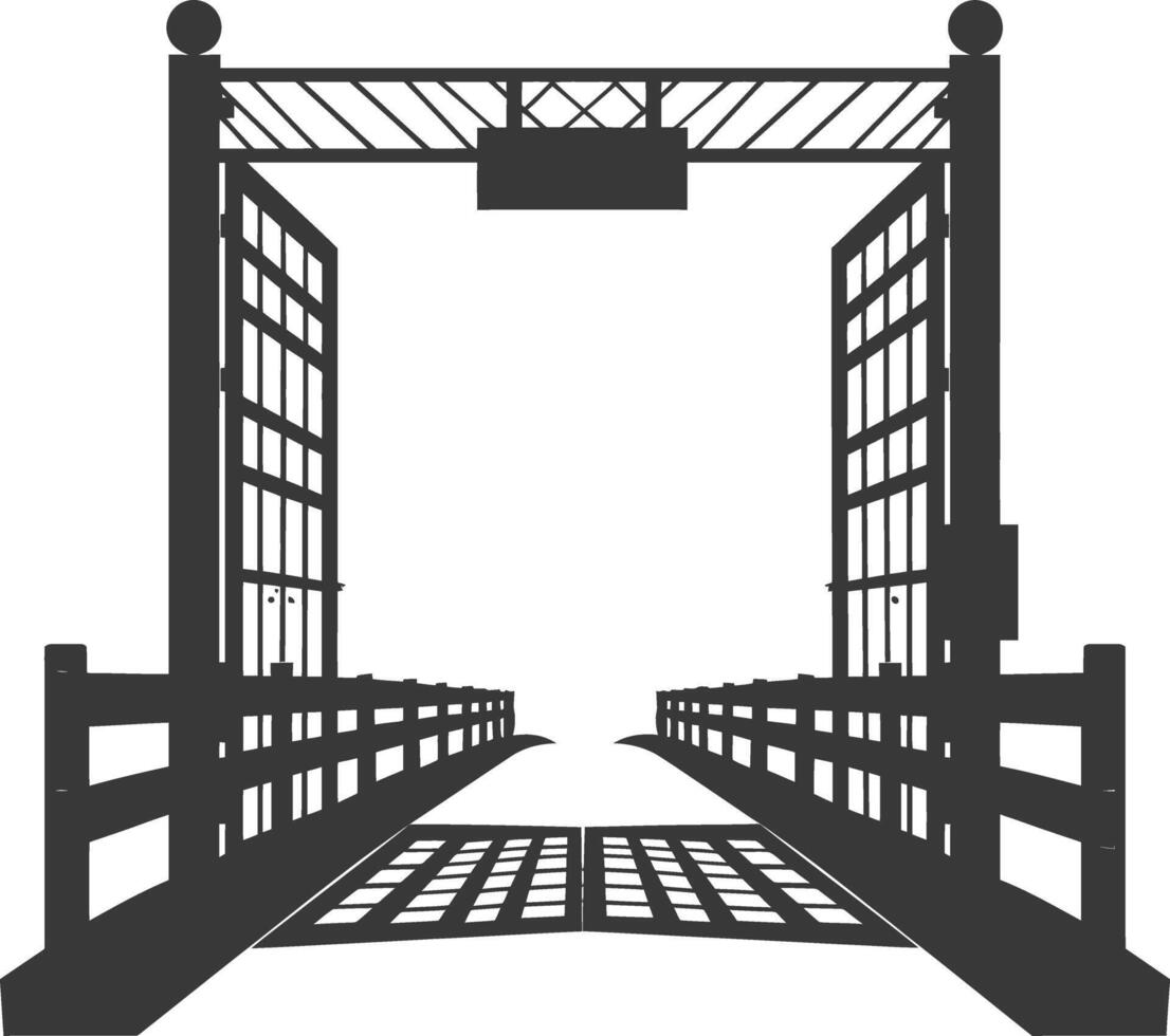 Silhouette toll road gate black color only vector