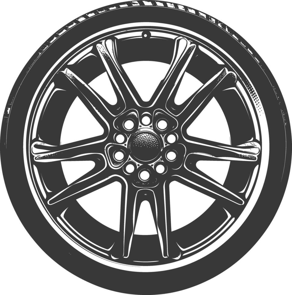 silueta velg borde neumático para coche negro color solamente vector