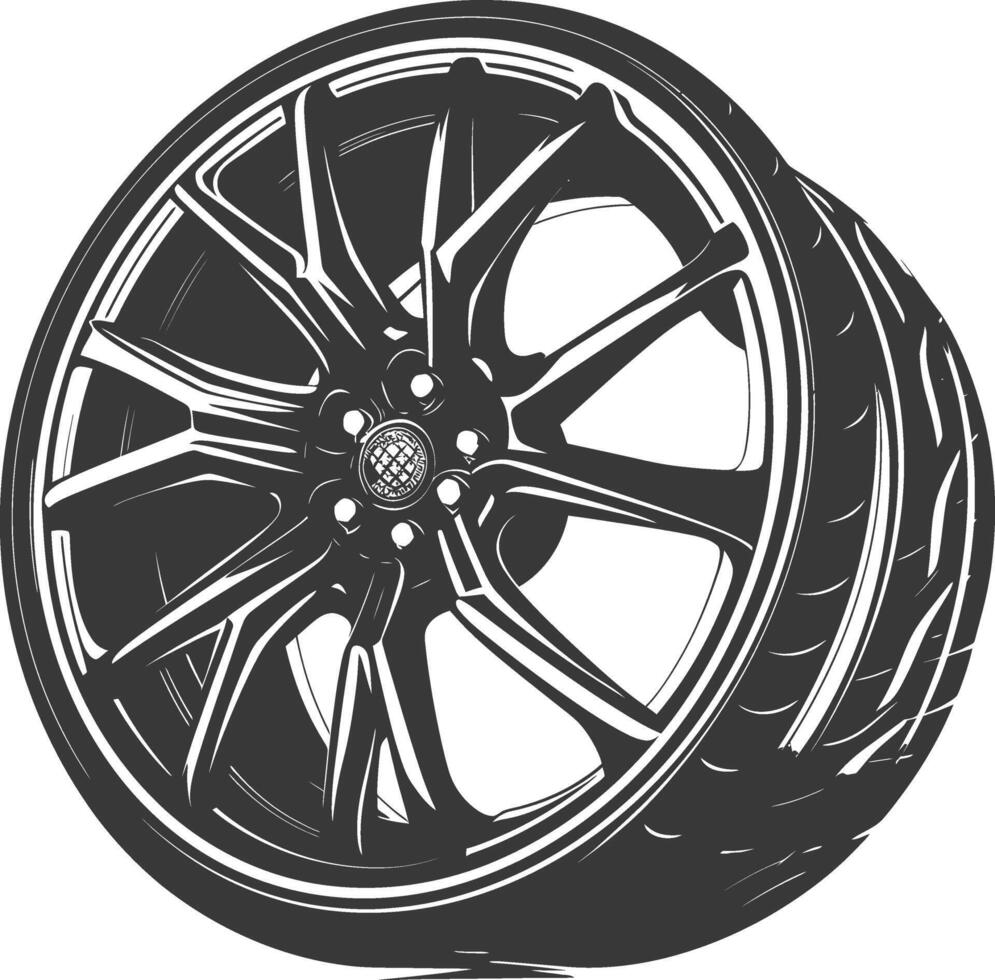 silueta velg borde neumático para coche negro color solamente vector