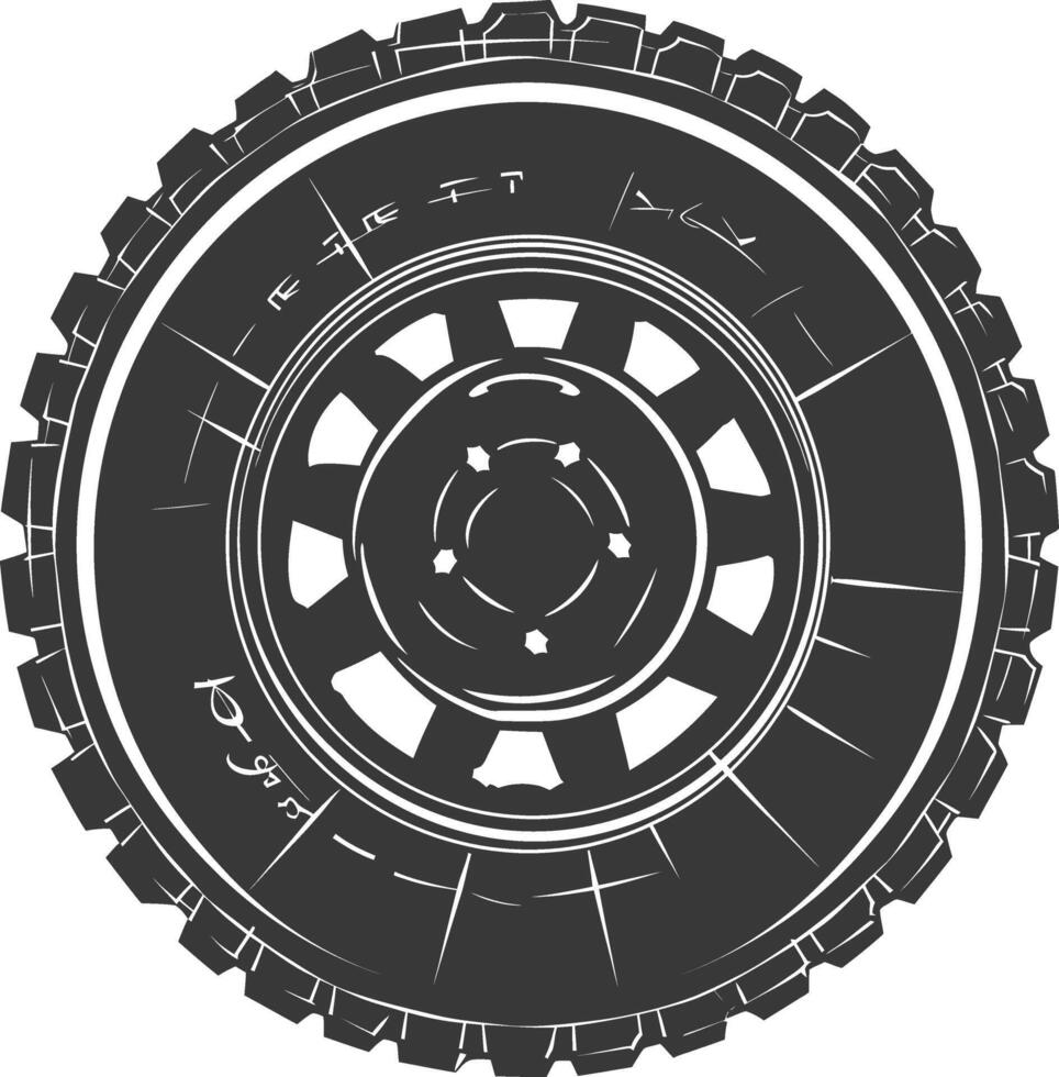 Silhouette velg rim tire for car black color only vector