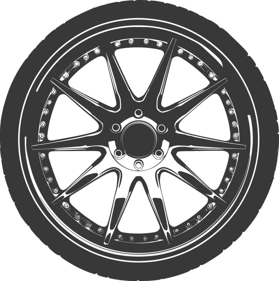 silueta velg borde neumático para coche negro color solamente vector