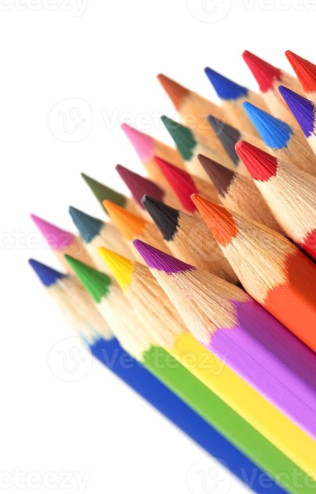 Group of multicolor pencils, close-up photo