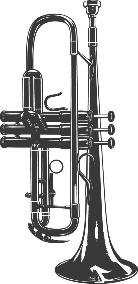Silhouette trumpet black color only vector