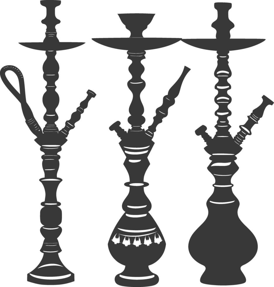 silueta desarj turco narguiles tradicional shisha negro color solamente vector