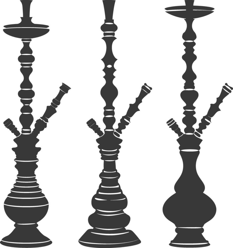 silueta desarj turco narguiles tradicional shisha negro color solamente vector