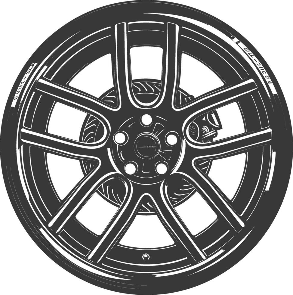 Silhouette velg rim tire for car black color only vector