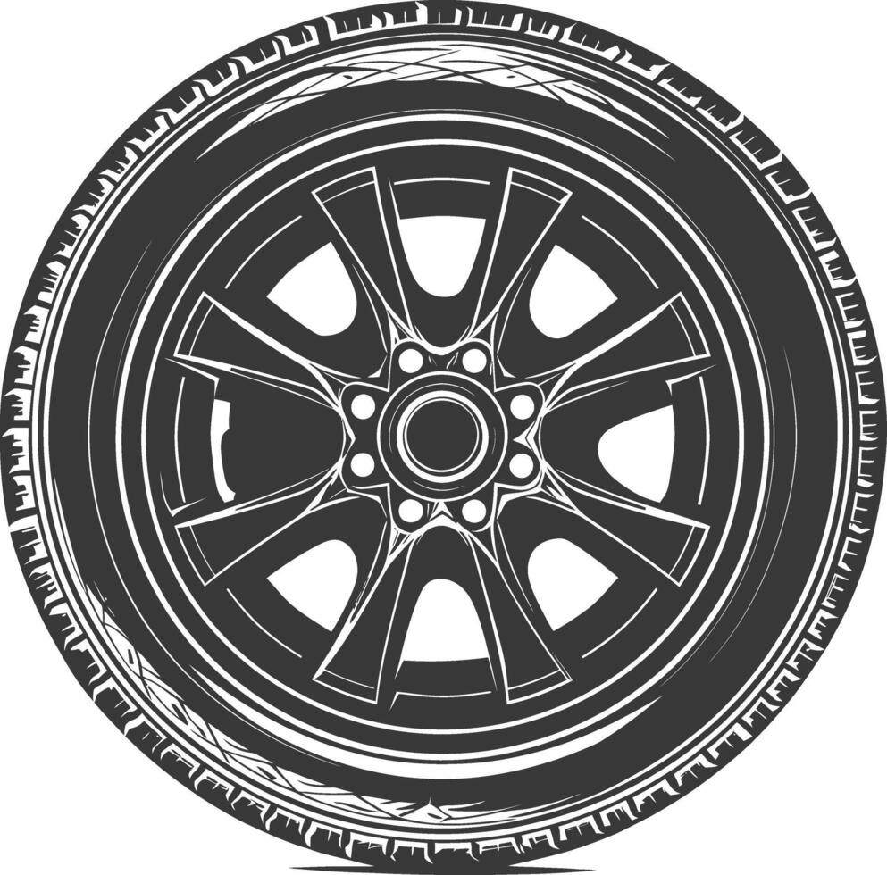 silueta velg borde neumático para coche negro color solamente vector