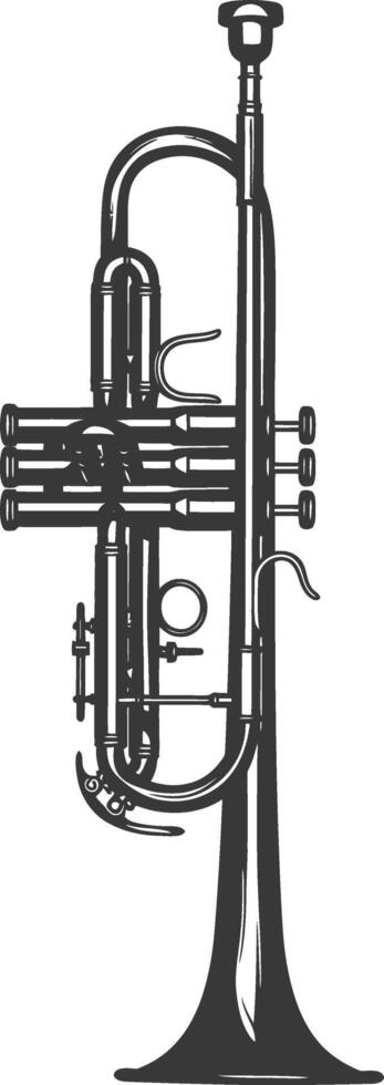 Silhouette trumpet black color only vector