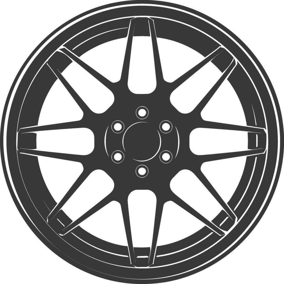 silueta velg borde neumático para coche negro color solamente vector