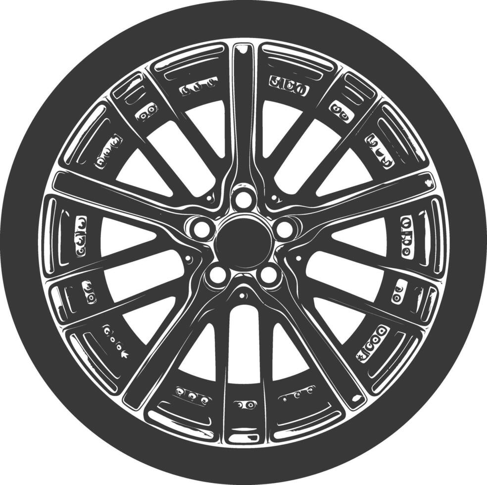 silueta velg borde neumático para coche negro color solamente vector