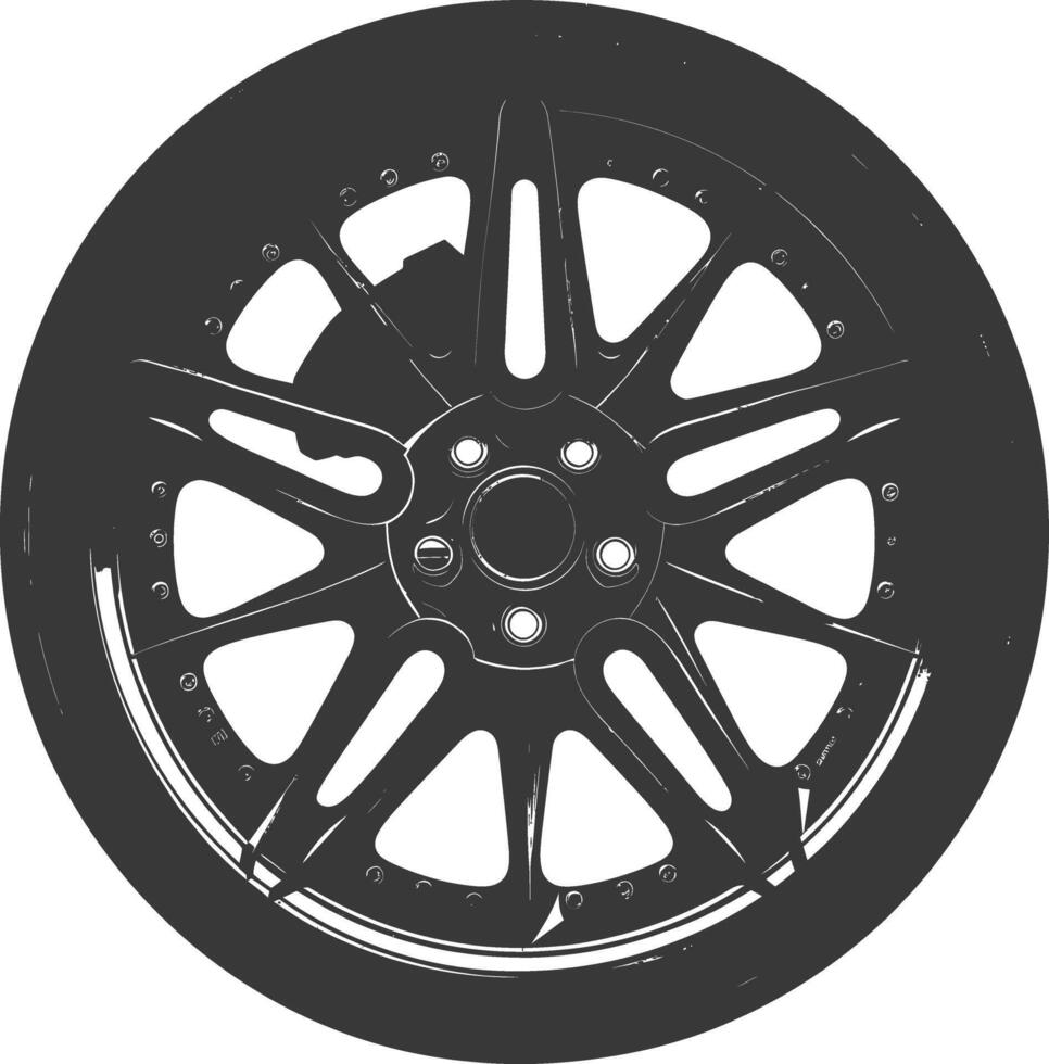 Silhouette velg rim tire for car black color only vector