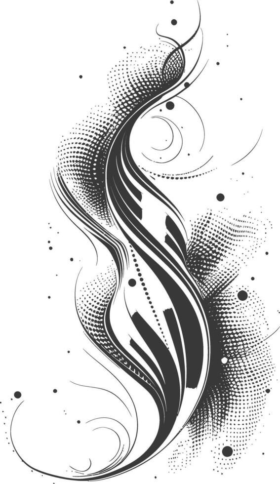 Abstract Line Dot Design black color only vector