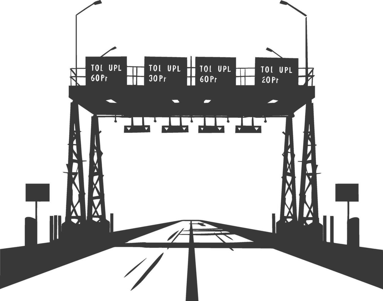 Silhouette toll road gate black color only vector