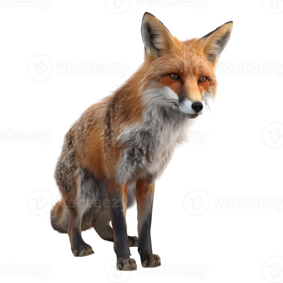 3D Rendering of a Wolf Standing on Transparent Background png