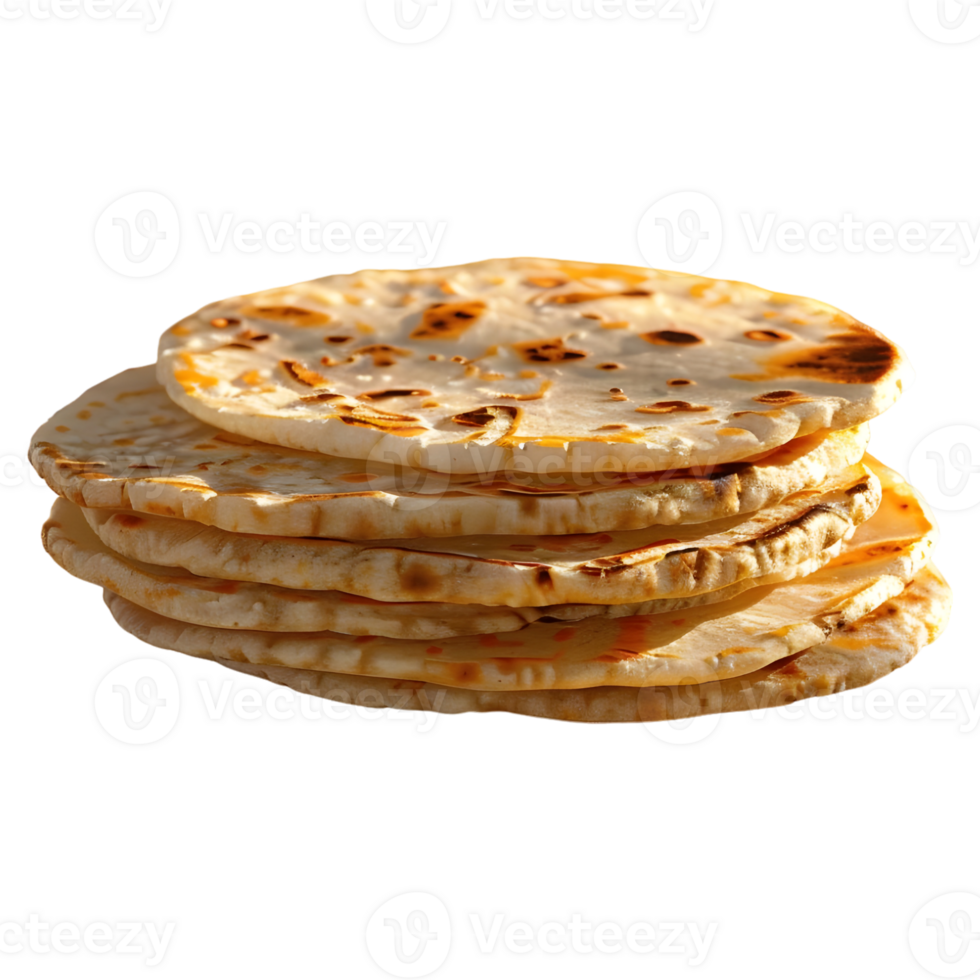 3D Rendering of a Rounded Indian Bread on Transparent Background png