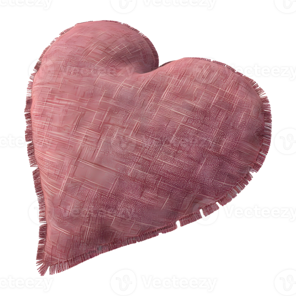 3D Rendering of a Heart Shape Cloth on Transparent Background png