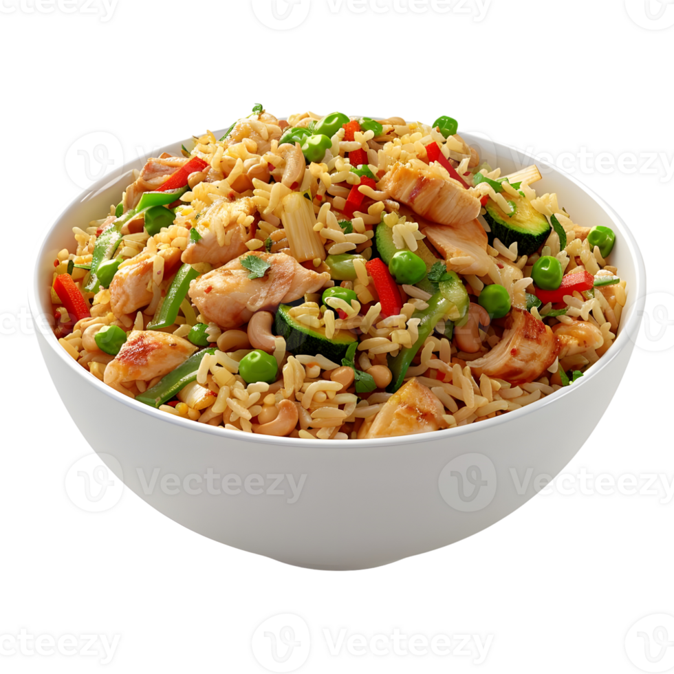 3D Rendering of a Indian Biryani in a Bowl on Transparent Background png