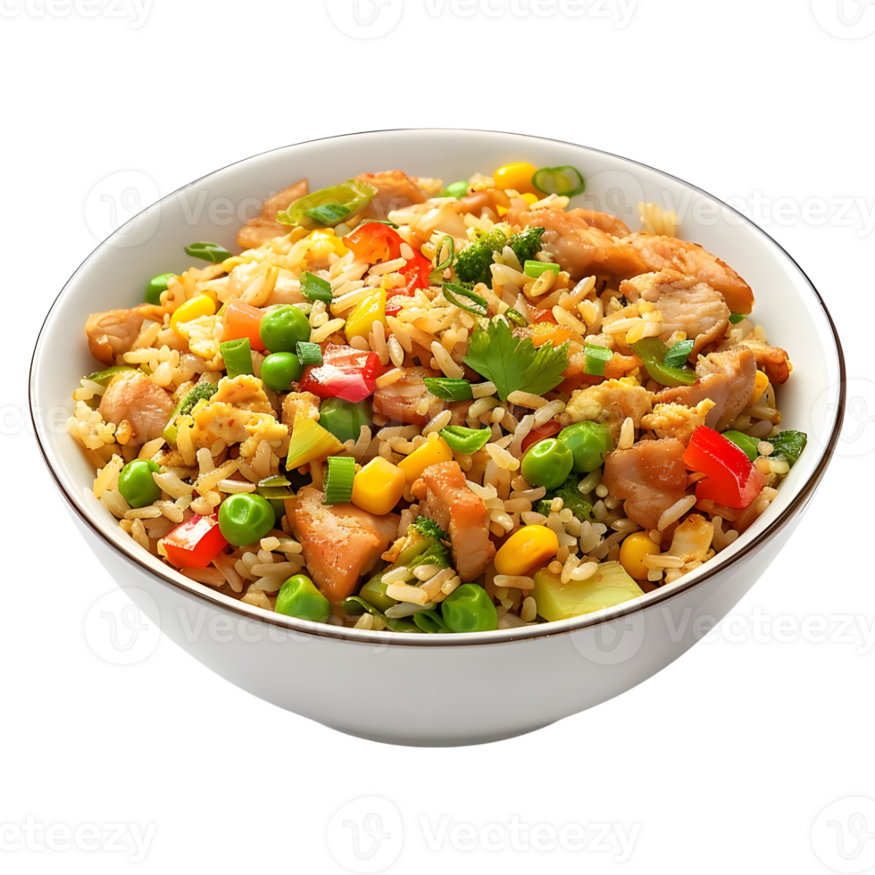 3D Rendering of a Indian Biryani in a Bowl on Transparent Background png