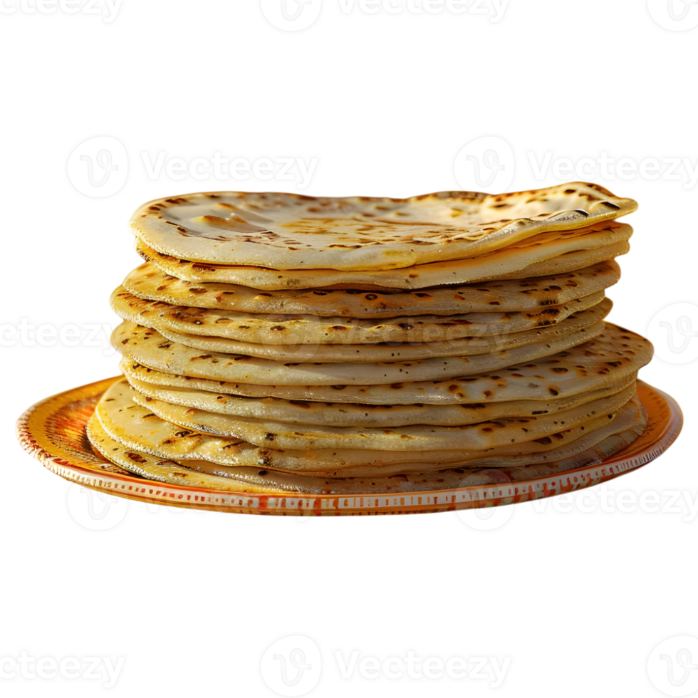 3D Rendering of a Rounded Indian Bread on Transparent Background png