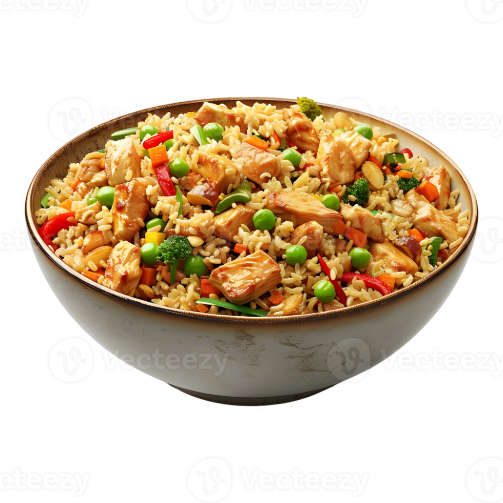 3D Rendering of a Indian Biryani in a Bowl on Transparent Background png