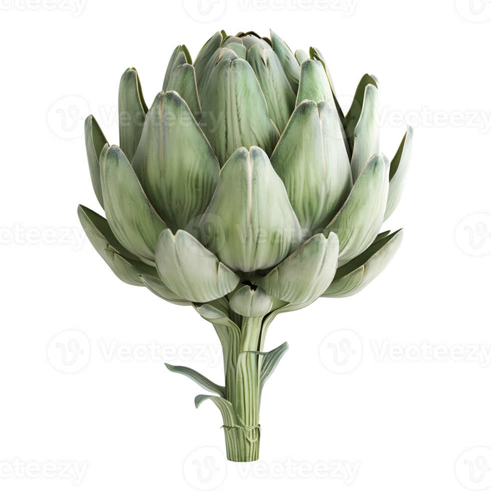3D Rendering of a Fresh Artichoke on Transparent Background png